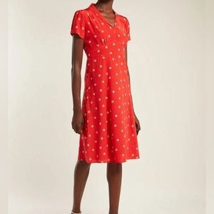 Hvn Morgan Dice-print Silk Midi Dress In Red size 4